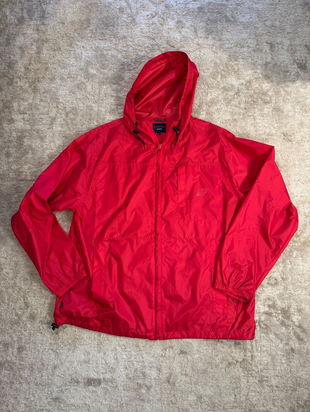 Tommy Jeans Red Hooded Windbreaker Jacket XL